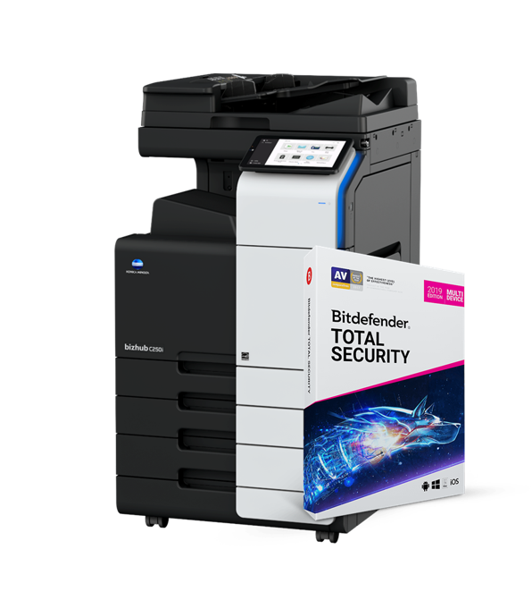 Stampa sicura con multifunzione Konica Minolta e antivirus Bitdefender